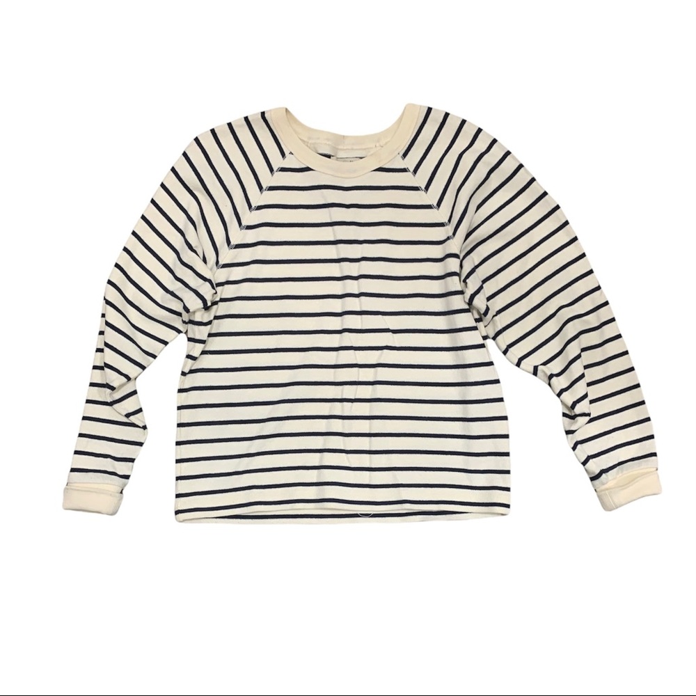 Madewell Pullover Sweater Off White Navy Striped Medium Women